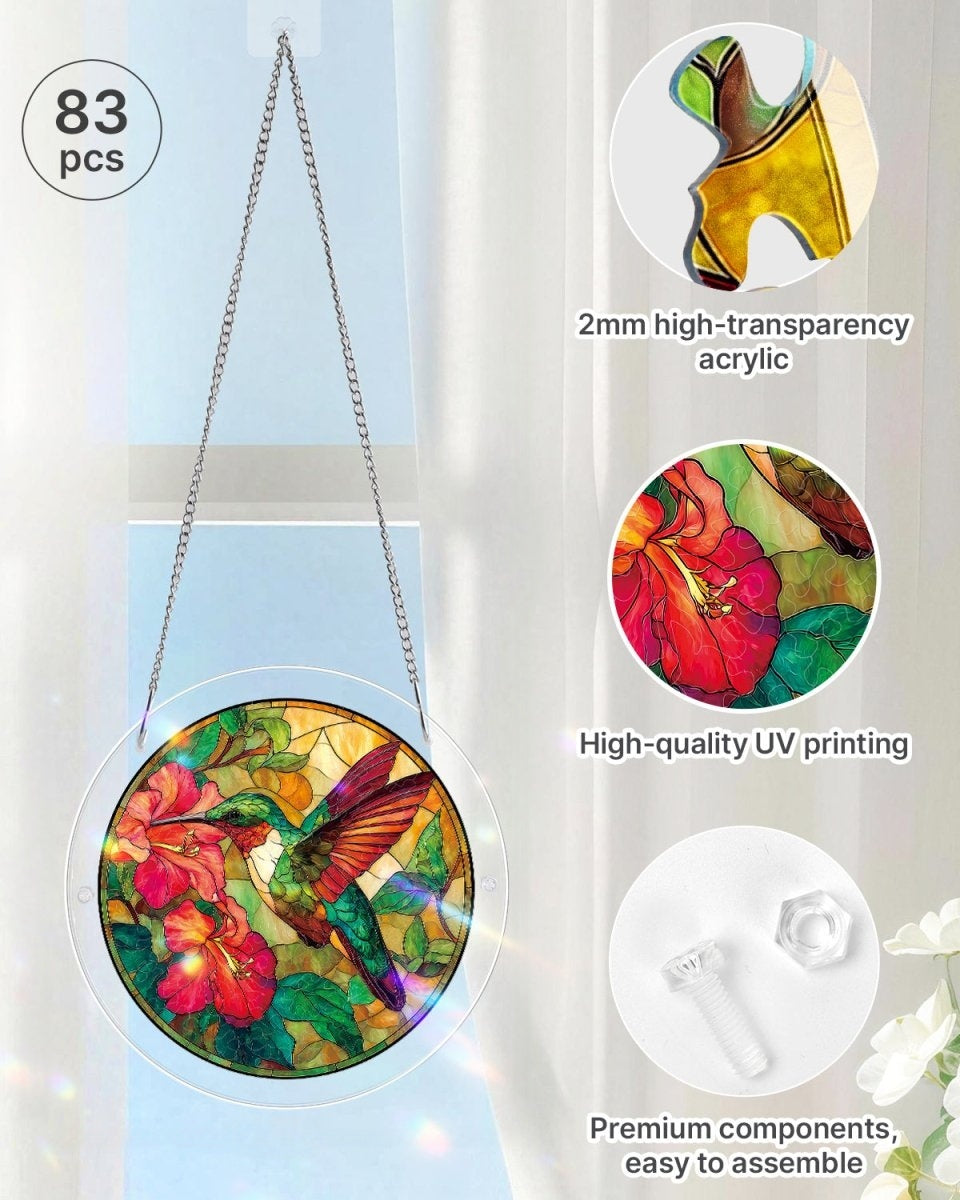 Acrylic Jigsaw Puzzle Suncatcher - Emerald Flame Hummingbird
