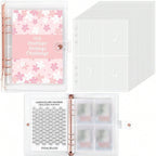 1 Book 100 Days Money Saving Challenge Book With Loose-Leaf Binder Pink Cover