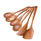 Dolovira Teak Wood Kitchen Utensil Set with Spoon Rest