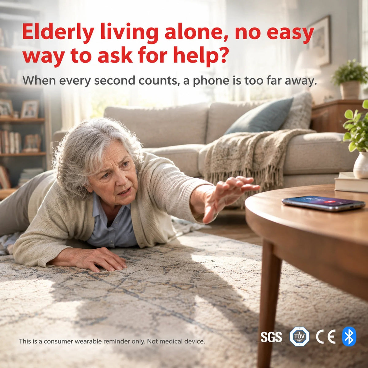 SOS Emergency Alert Wristband for Seniors – One-Touch Help Button