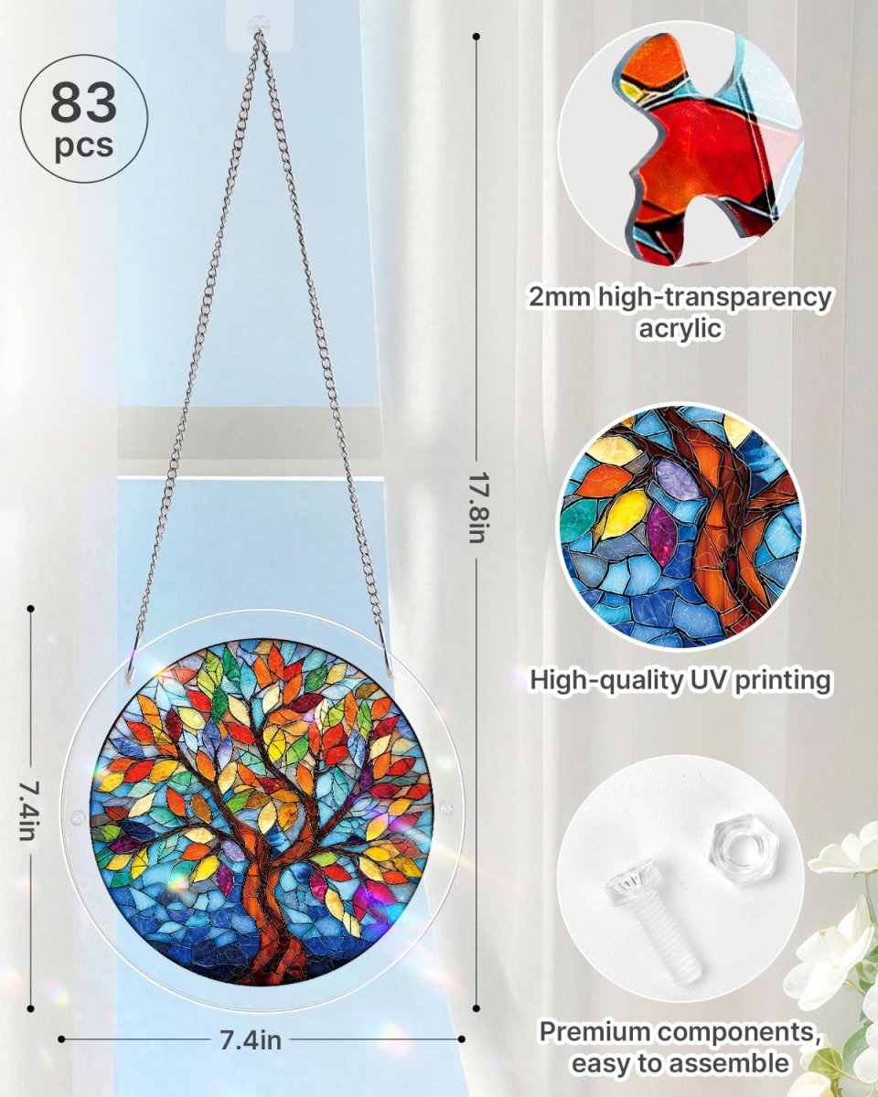 Acrylic Jigsaw Puzzle Suncatcher - Tree of Radiant Glass