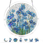 Acrylic Jigsaw Puzzle Suncatcher - Azure Bloom Whisper