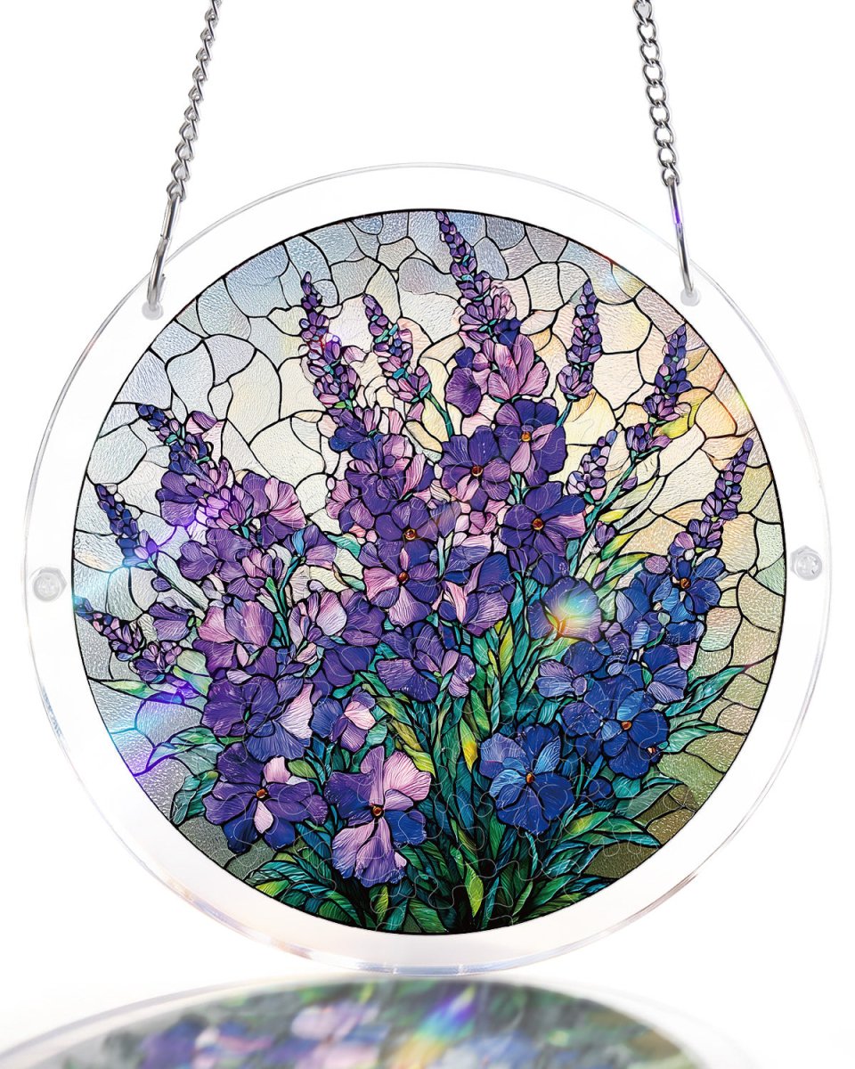 Acrylic Jigsaw Puzzle Suncatcher - Violet Garden Grace