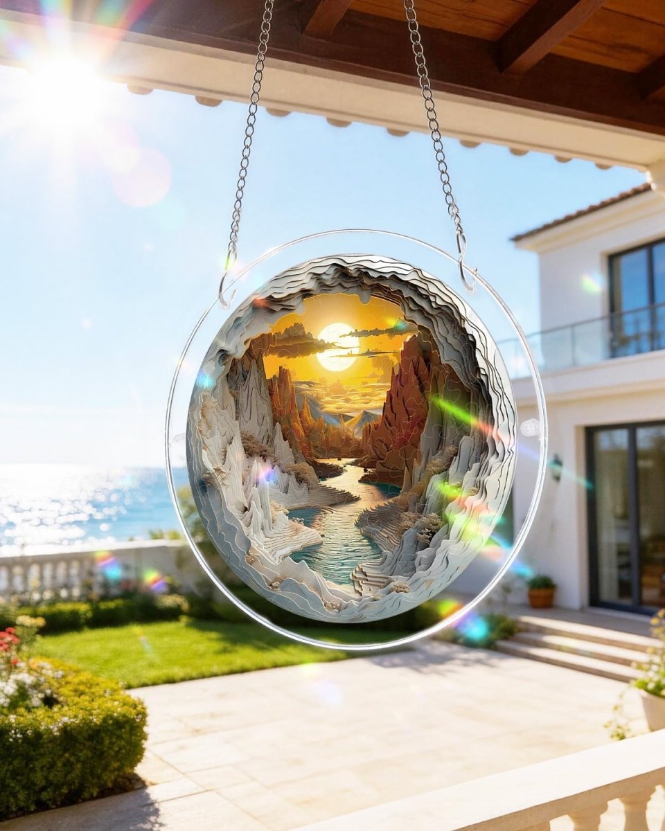 Acrylic Jigsaw Puzzle Suncatcher - Sunset Canyon