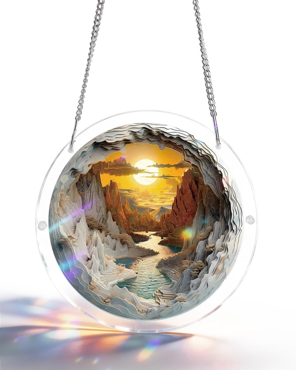 Acrylic Jigsaw Puzzle Suncatcher - Sunset Canyon