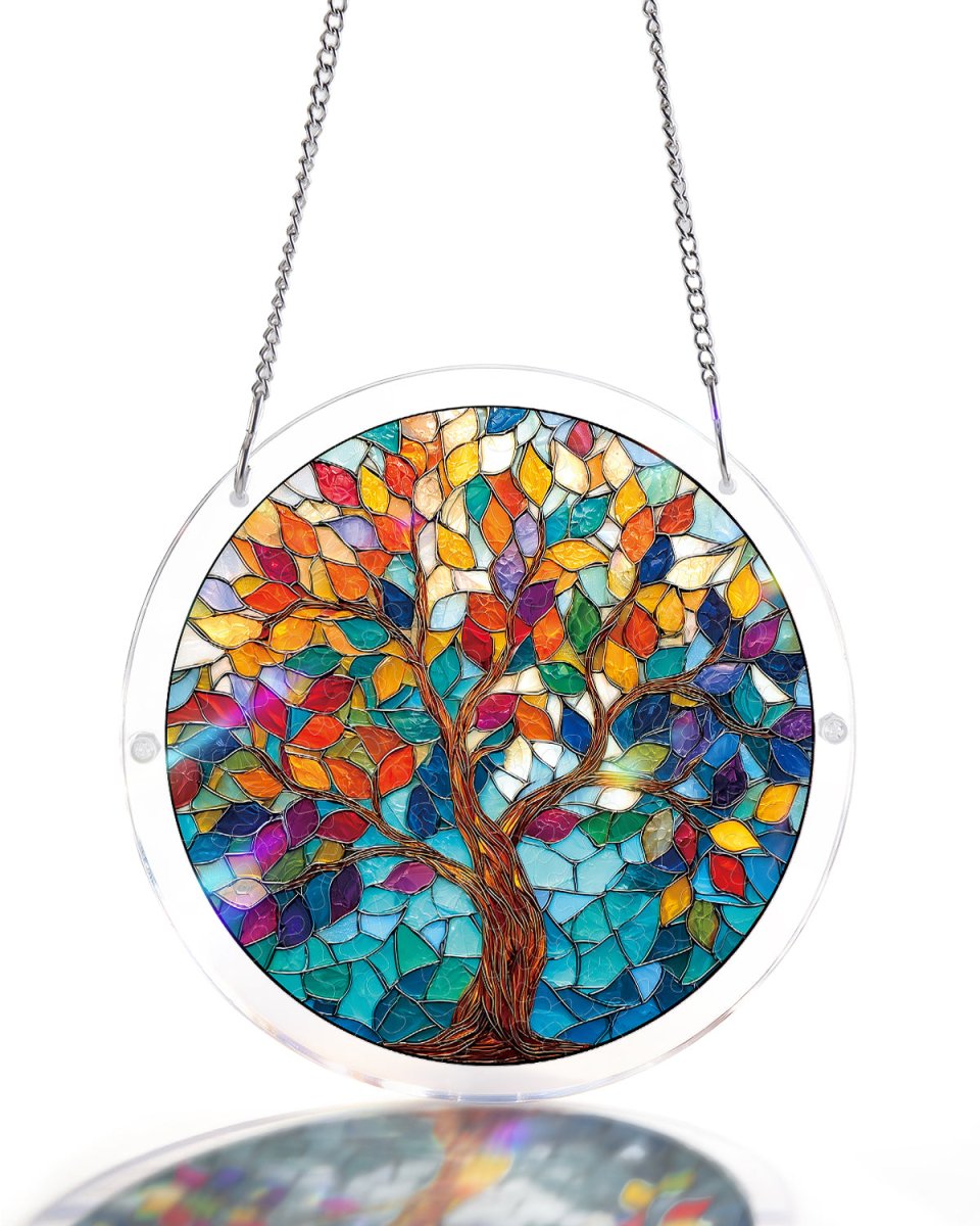Acrylic Jigsaw Puzzle Suncatcher - Tree of Luminous Leaves