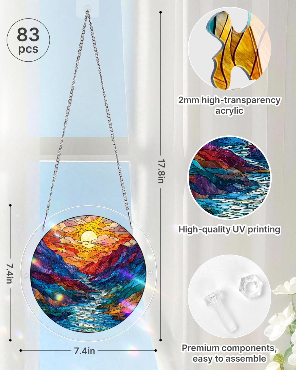 Acrylic Jigsaw Puzzle Suncatcher - Glazed Mountain Moon