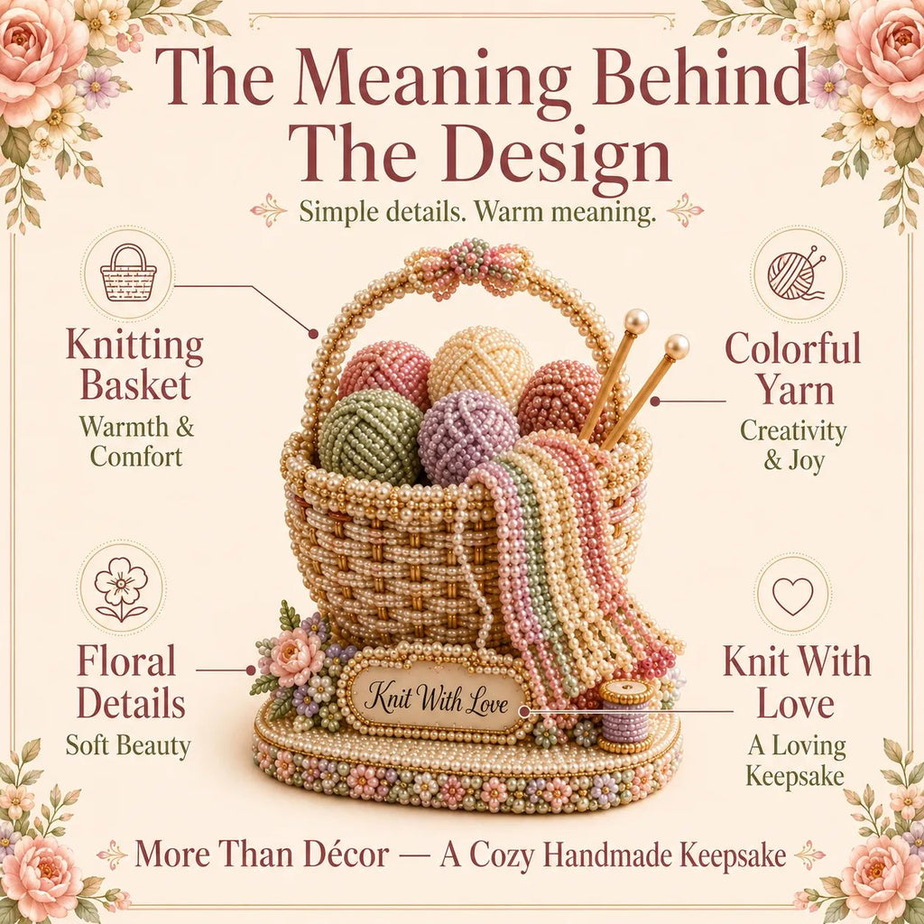 🧶 Knitting Basket 3D Beaded DIY Kit – Handmade Display Decor & Storage Basket