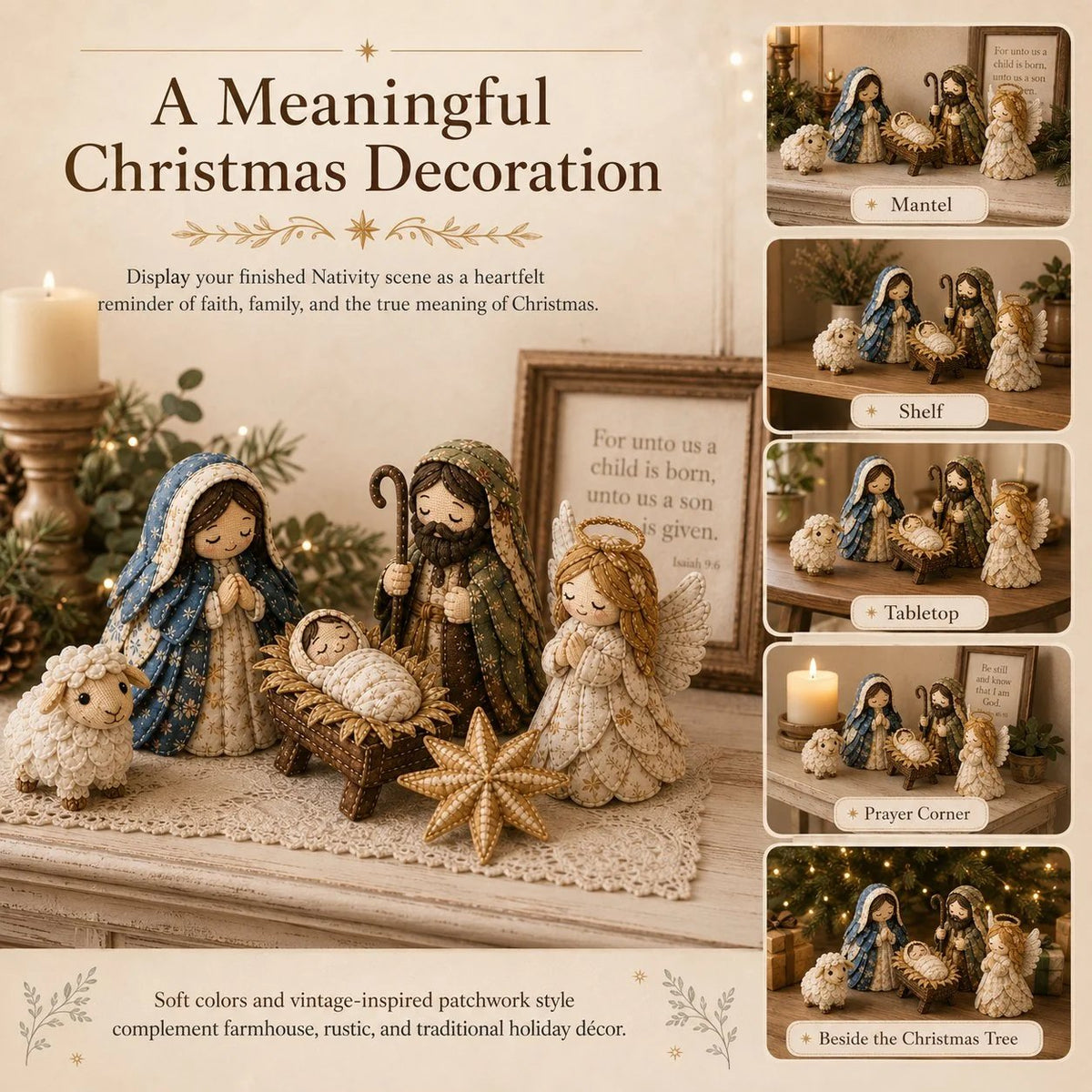 ✨ DIY Patchwork Nativity Scene Sewing Kit