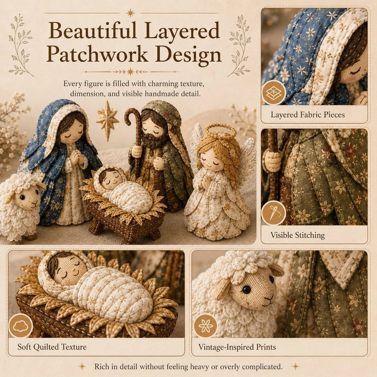 ✨ DIY Patchwork Nativity Scene Sewing Kit