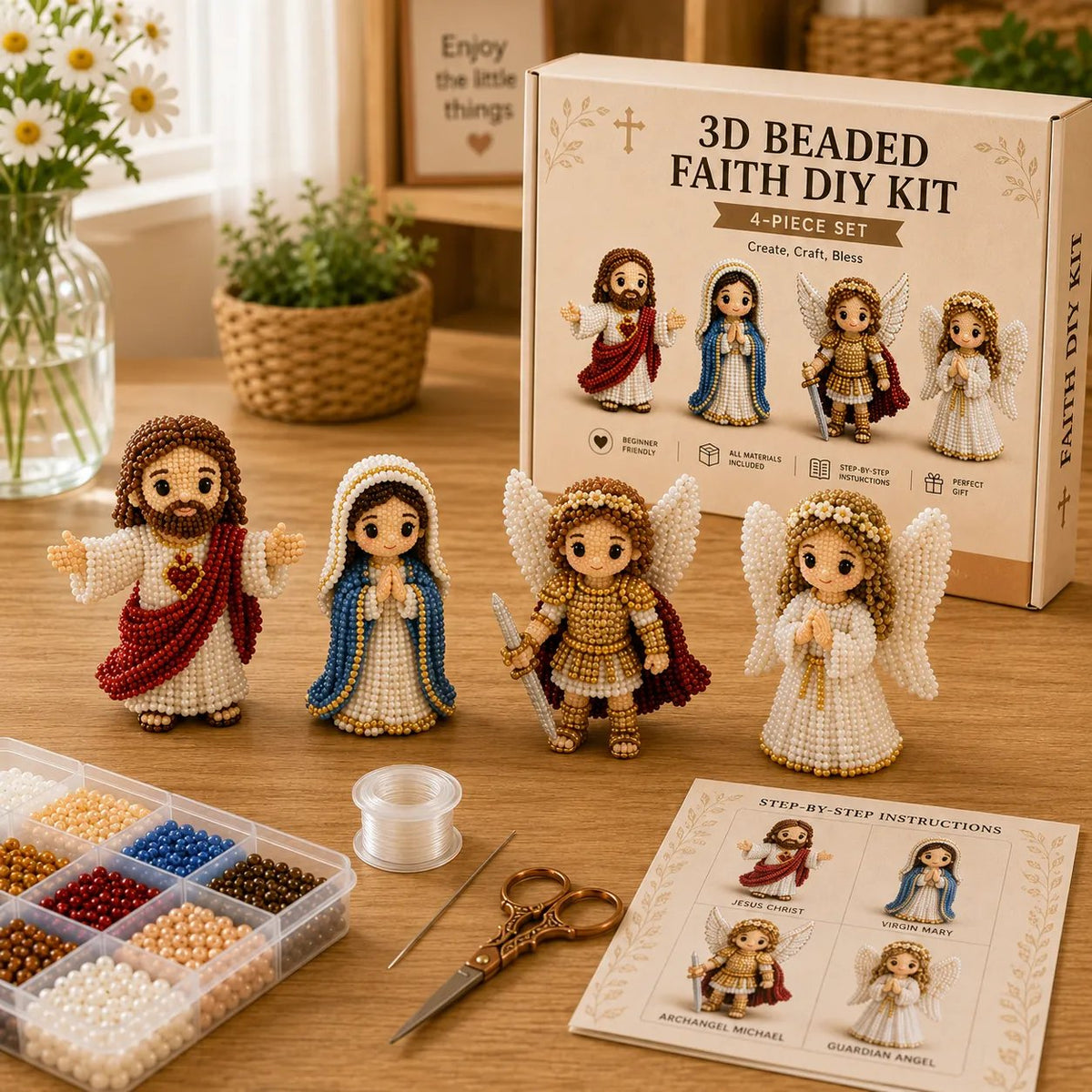 🔥 Last Day 50% OFF - Tiny 3D Beaded Faith & Angel DIY Kit✨🕊️