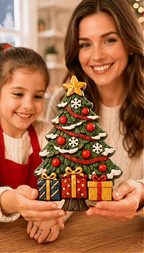 🎄 DIY Christmas Tree Mold & Paint Craft Kit | Reusable 3D Mold with 8 Acrylic Paints, 2 Brushes & Festive Detail Guide 🎨✨