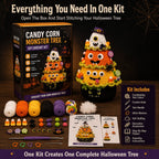 🔥 LAST DAY 49% OFF – 🎃 Halloween Tree DIY Crochet Kit | All-In-One Kit for a Layered 7-Inch Spooky Tabletop Decoration 🧶👻✨