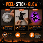 Halloween LED Wall Decor Lights, Peel & Stick Battery Powered Silhouette Stickers