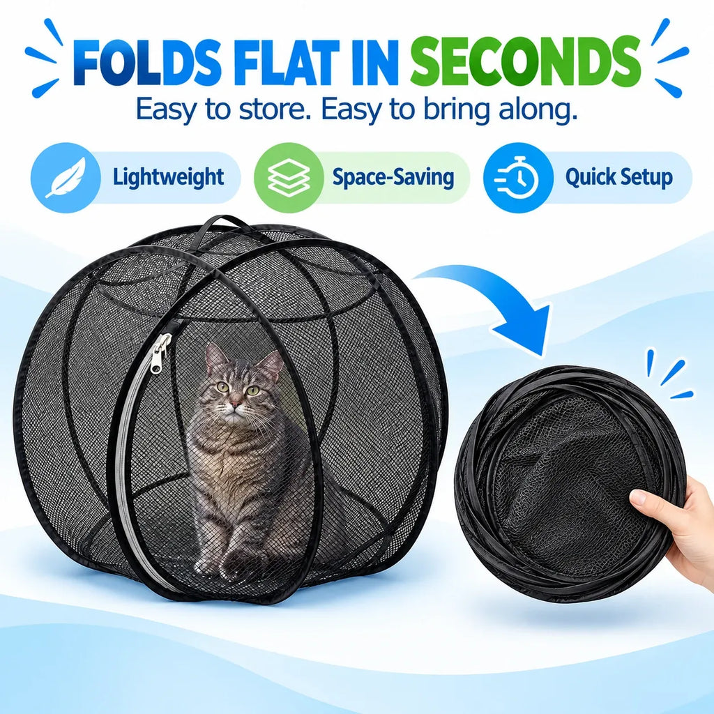 Pop-Up Cat Playpen – 32" Portable Mesh Enclosure for Indoor & Outdoor Use