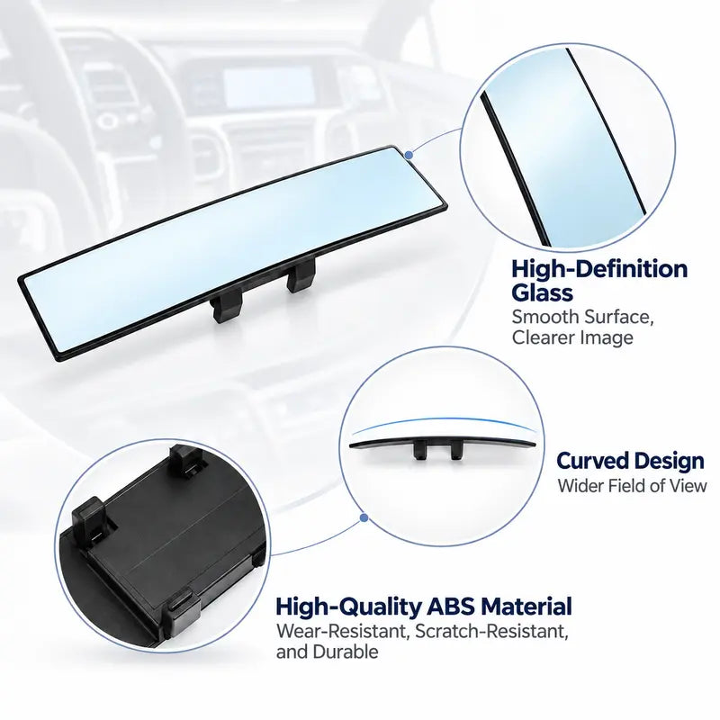 🚗 Extra Large Wide-Angle Clip-On Rearview Mirror