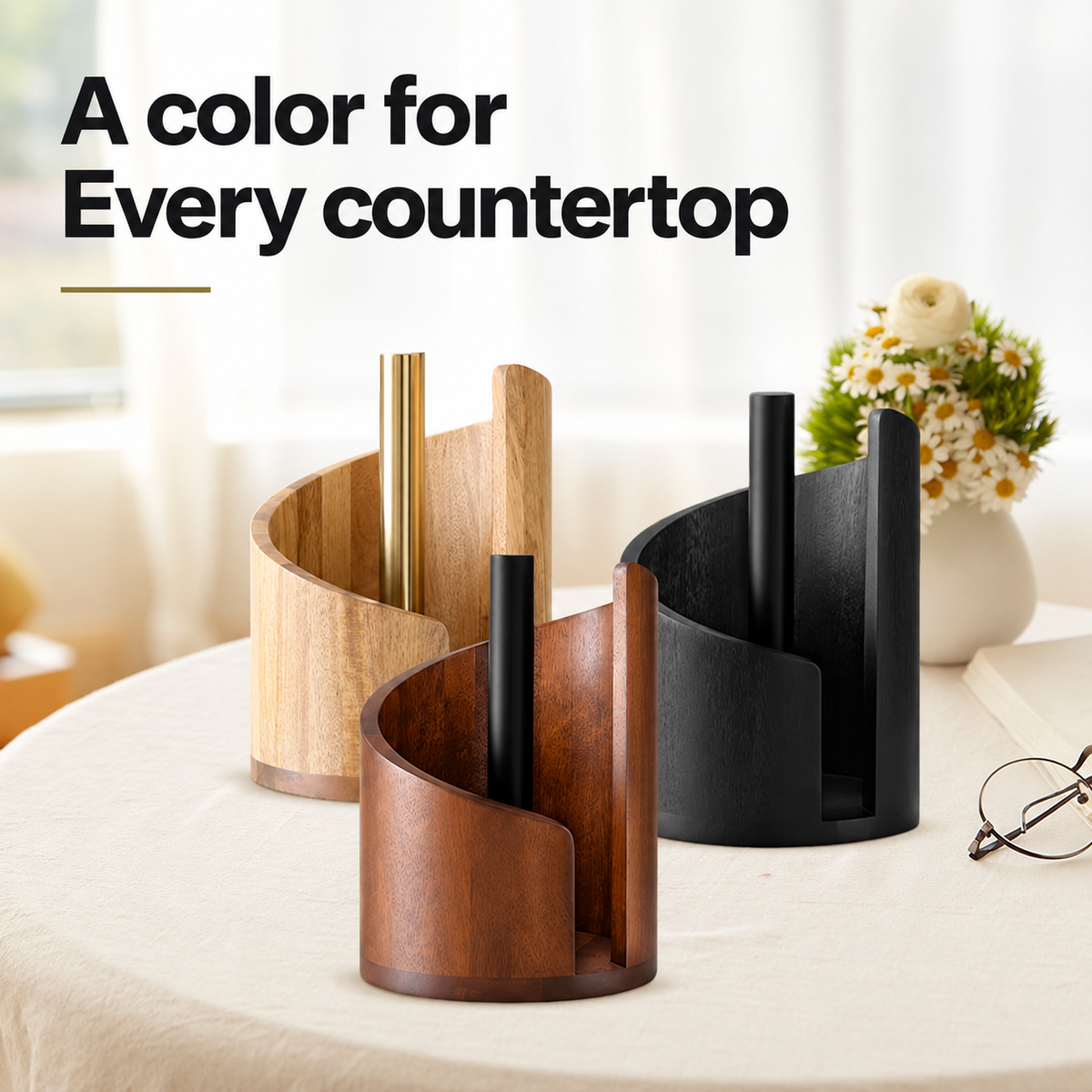 Modern Wood & Metal Paper Towel Holder