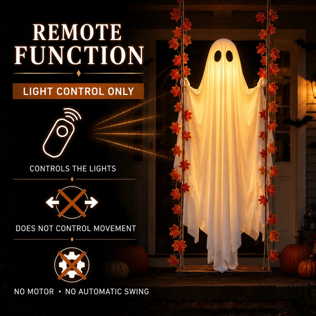 LED Light-Up Swinging Ghost Halloween Decor