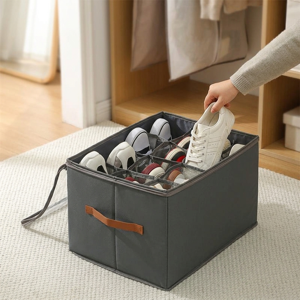Foldable Clear Lid Shoe Organizer