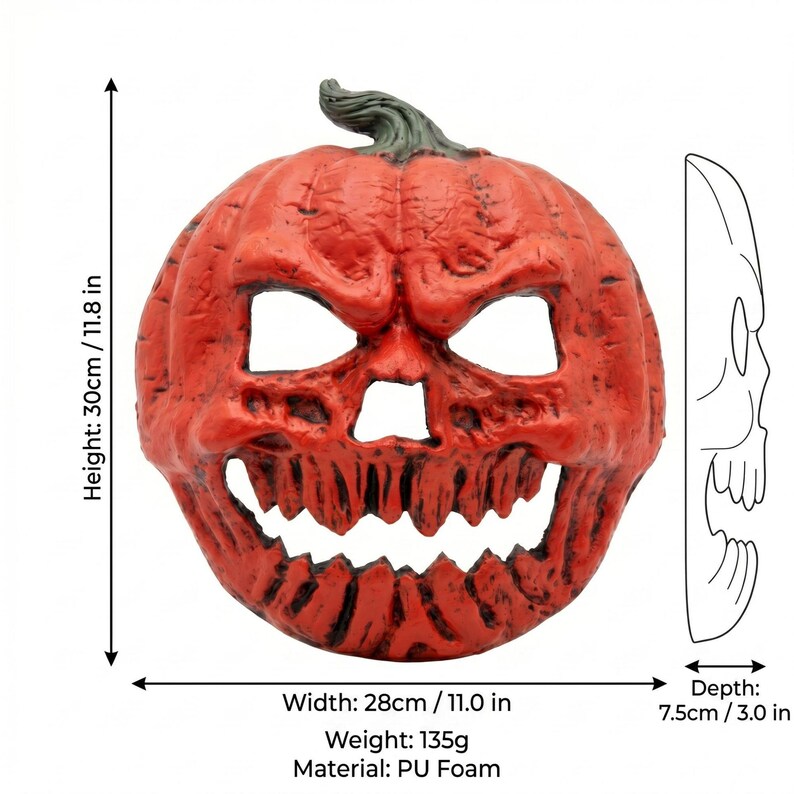 Evil Jack-O'-Lantern Pumpkin Skull Mask – Halloween Horror