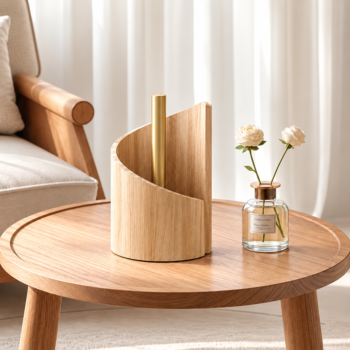 Modern Wood & Metal Paper Towel Holder